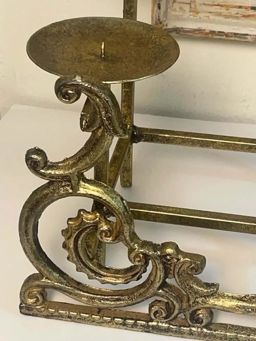 Hollywood regency Ornate Gold Metal 6-Candle Candelabra Centerpiece home staging